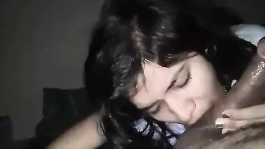 Cute Desi XXX babe gives a perfect blowjob to her cocky lover MMS