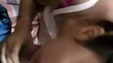 Busty Desi girl sucks cock and strokes it with XXX bulges in MMS video
