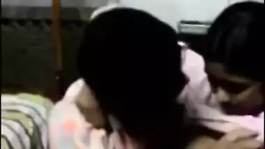 Indian guy makes out with a maid and licks her natural tits