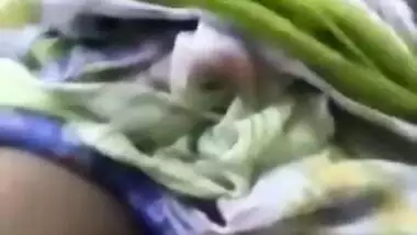 Indian diva in a colorful sari exposes touchable natural XXX boobs