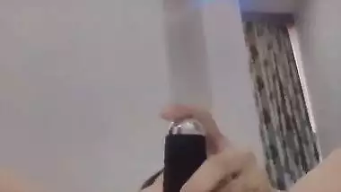 Nude Bhabhi presses boobs and fingers her pussy