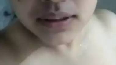 Super hot big boobs girl selfie for boyfriend from bathroom with hindi audio
