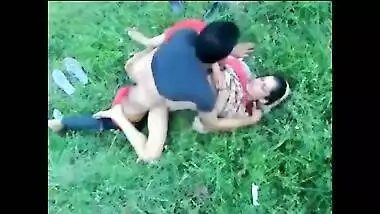 Beautiful couple dives into porn pleasure to a national Indian song