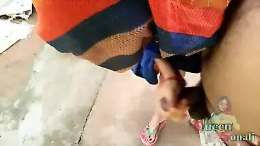 Maid In Blue Saree Suck Owner Dick In Backyad Outdoor He Cum On Her Big Boobs