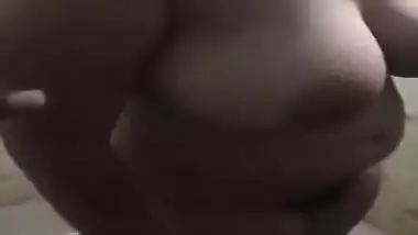 Indian guy asks wife to expose hairy pussy and large tits for porn video