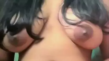Sexy babe long boobs show and hairy pussy spreading