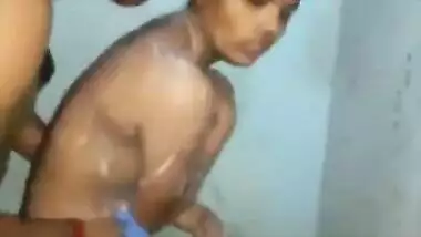 Two men enjoying with desi bhabhi and bathing with her clear hindi audio