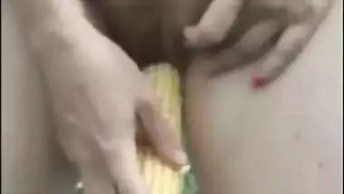 Using various stuff indian MILF enjoy petting fuck corn