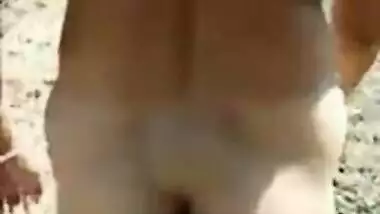 Desi wife Reeta nude walking in outdoor and hubby recording