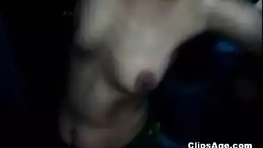 Desi Indian girl Veena getting her boobs exposed by her lover guy