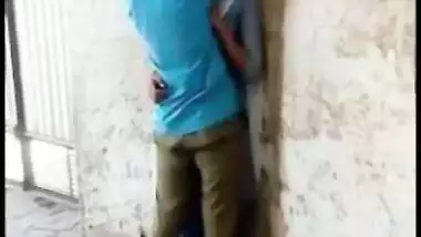 Indian cutie caught kissed by lover outdoor in hot Desi mms video