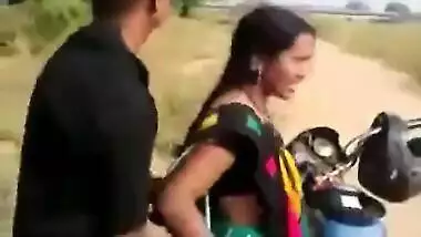 Teen caught having outdoor fun with lover near motorcycle in Desi mms clip