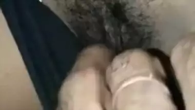 Female is proud of hairy XXX cherry so she allows Desi man to touch it