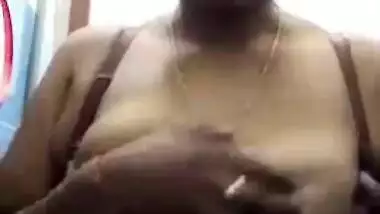Chubby Desi girl flashes saggy XXX tits during video chat with BF