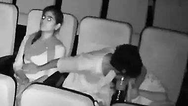 Threesome romance in theatre caught in night vision