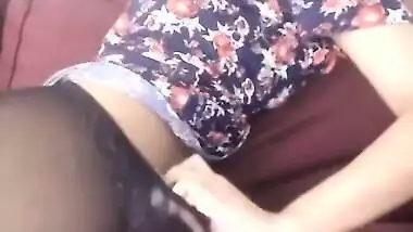 Desi XXX wife in pantyhose exposes her sex appealing body on webcam