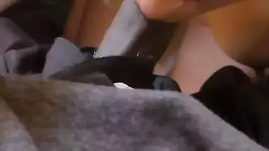 Bushy pussy horny girl riding dick of boyfriend