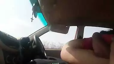 Outdoor sex coupes fucking hard in Car parked close to nature on hill top