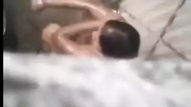 Creep climbs the wall to film the Indian neighbor taking a bath