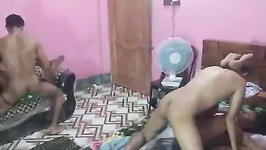 Horny girls are getting fucked at the orgy two couples foursome Sex