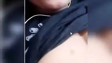 Female shamelessly flashes her XXX tits in close-up Desi solo porn
