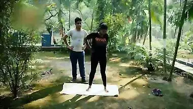 Dude distract Desi hottie from yoga lesson and fucks her XXX twat