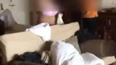 Big boob desi wife soniya in bra shorts teasing room service boy