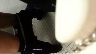 Horny couple enjoy a hardcore fuck in the college men’s washroom