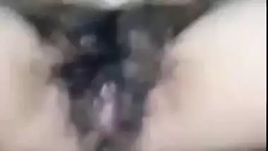 Desi striptease show of XXX young gal revealing her super-hairy cunt