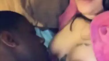 Cutie's nipples are so delicious that the Desi boy can't stop licking them