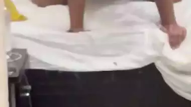 Fucking before mirror in hotel room by horny girlfriend