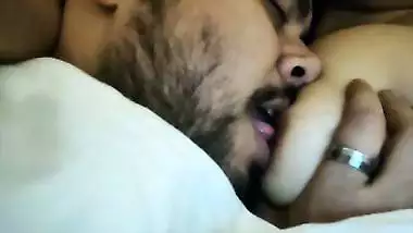 Licking and tickling boobs of beautiful GF