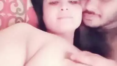 Lovelace kisses Desi sex girlfriend with amazing XXX melons in the bed
