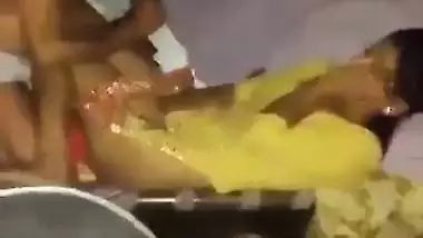 Old man drills his young granddaughter into the bed