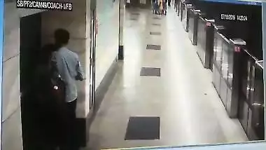 Metro station blowjob sex video of a young and horny couple