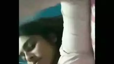 Indian girl listens to the music and exposes XXX tits on camera