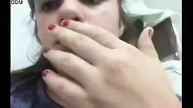 Cute teen shows off her boobs and pussy for her lover